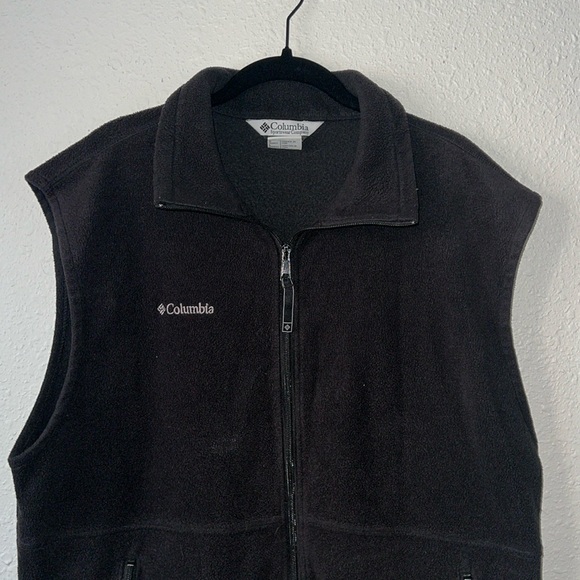 Columbia Fleece Vest Mens Size Large Full Zip Black - Picture 2 of 6